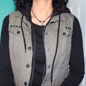 olive green layered vest